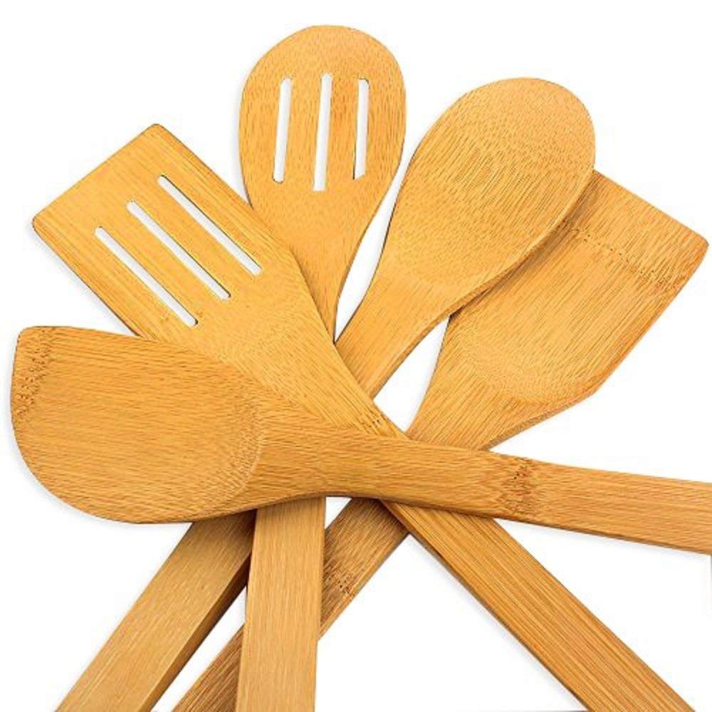 Ustensiles Cuisine Bois Naturel 3 Cuillères Bois Olivier 30cm + 1 Petite Offerte - Ustensiles Cuisine Antibactériens Ou Trouver Des Cuillères