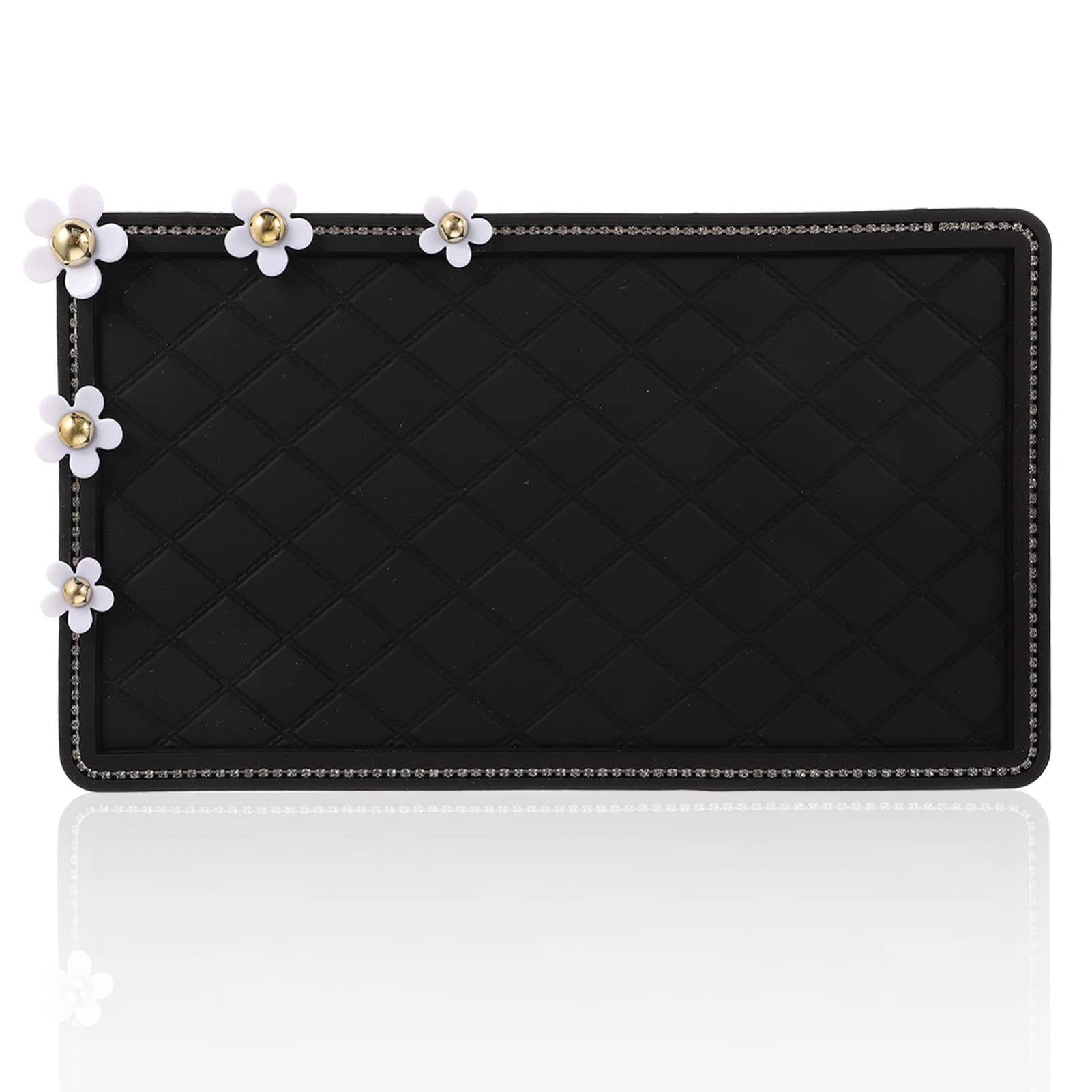 Accessory Drive Belt Car Dashboard Anti- Slip Gripping Mat PU Pad with Flower Decal for Cell Phone Electronic Devices Keys Sunglasses Dashboard Decorations