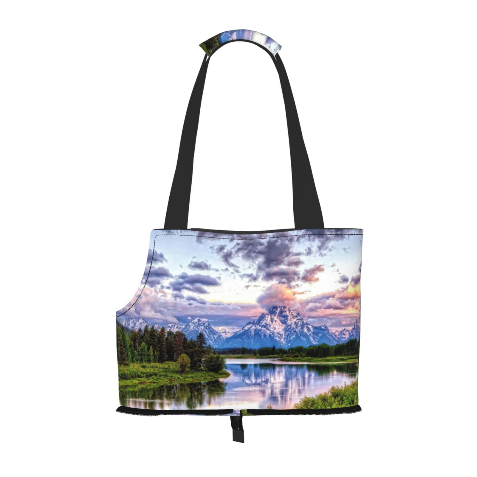 Grand Teton National Park Printed Dog Carrier Purse Lightweight Versatile Dog Carrier Tote Bag Portable Soft Animal Comfortable Pockets for Small Pets
