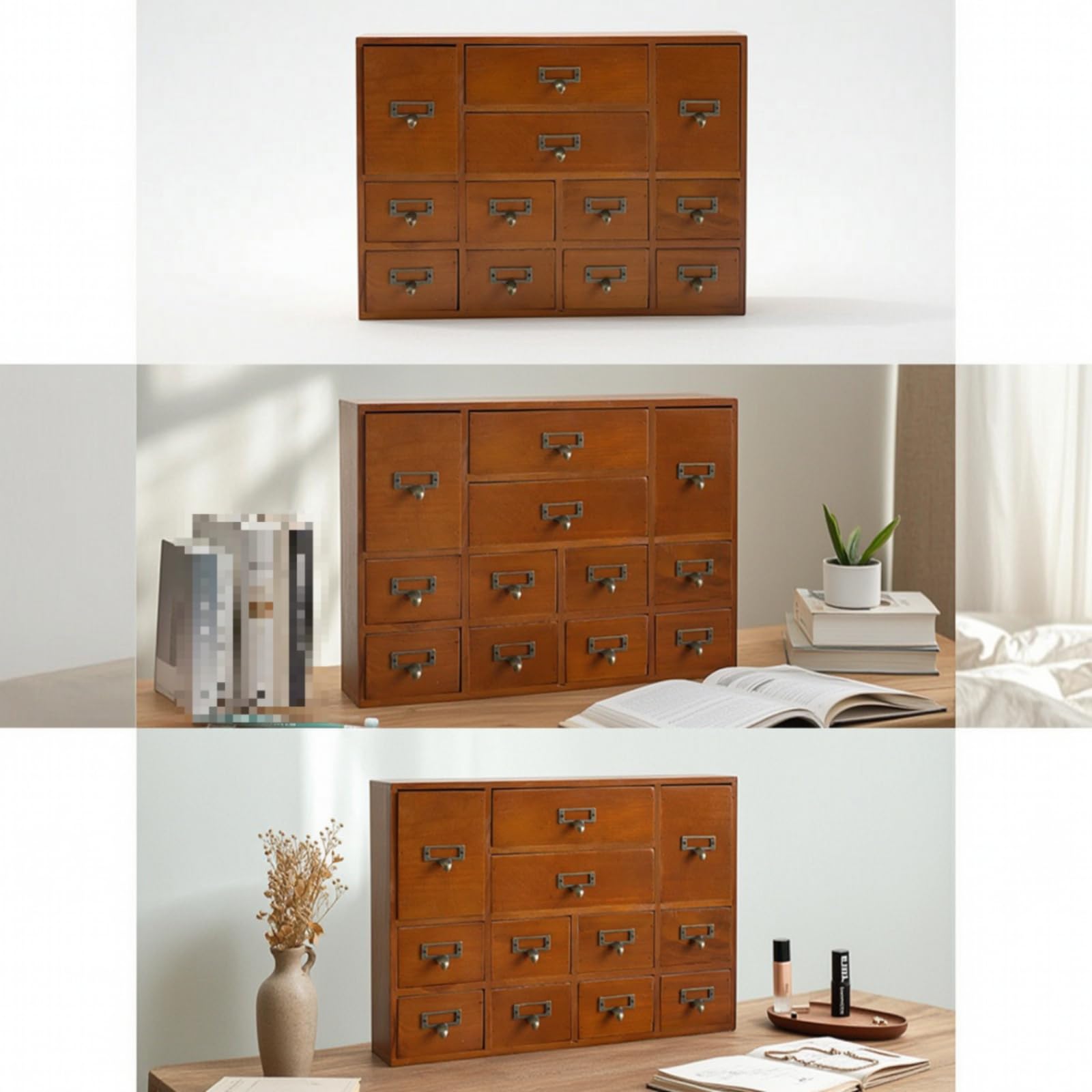 Holzkästchen mit Schubladen kompakt Schreibtisch-Organizer mit Schubladen leicht zu reinigen Schreibtisch-Organizer für Bastler, 16 Schubladen Schrank