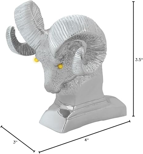 Miniatura 6 de Grand General 48051 Adorno de cabeza de carnero con cuernos cromado