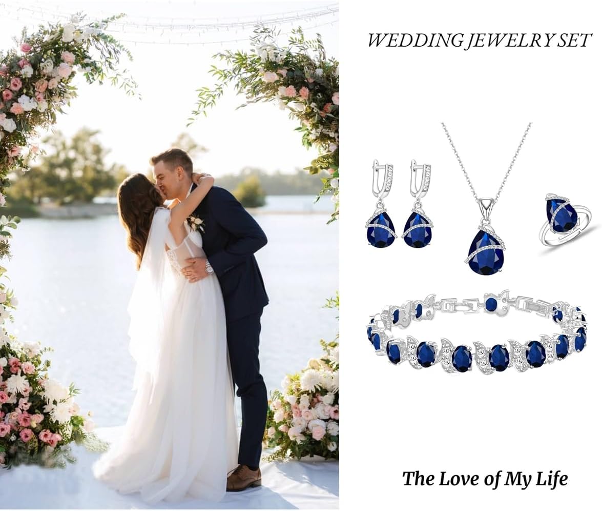 Wedding Jewelry Set for Women Gem Necklace Earrings Bracelet Luxury Jewelry Set Birthday Valentine's Day Mother's Day Christmas Prom Jewelry Gift