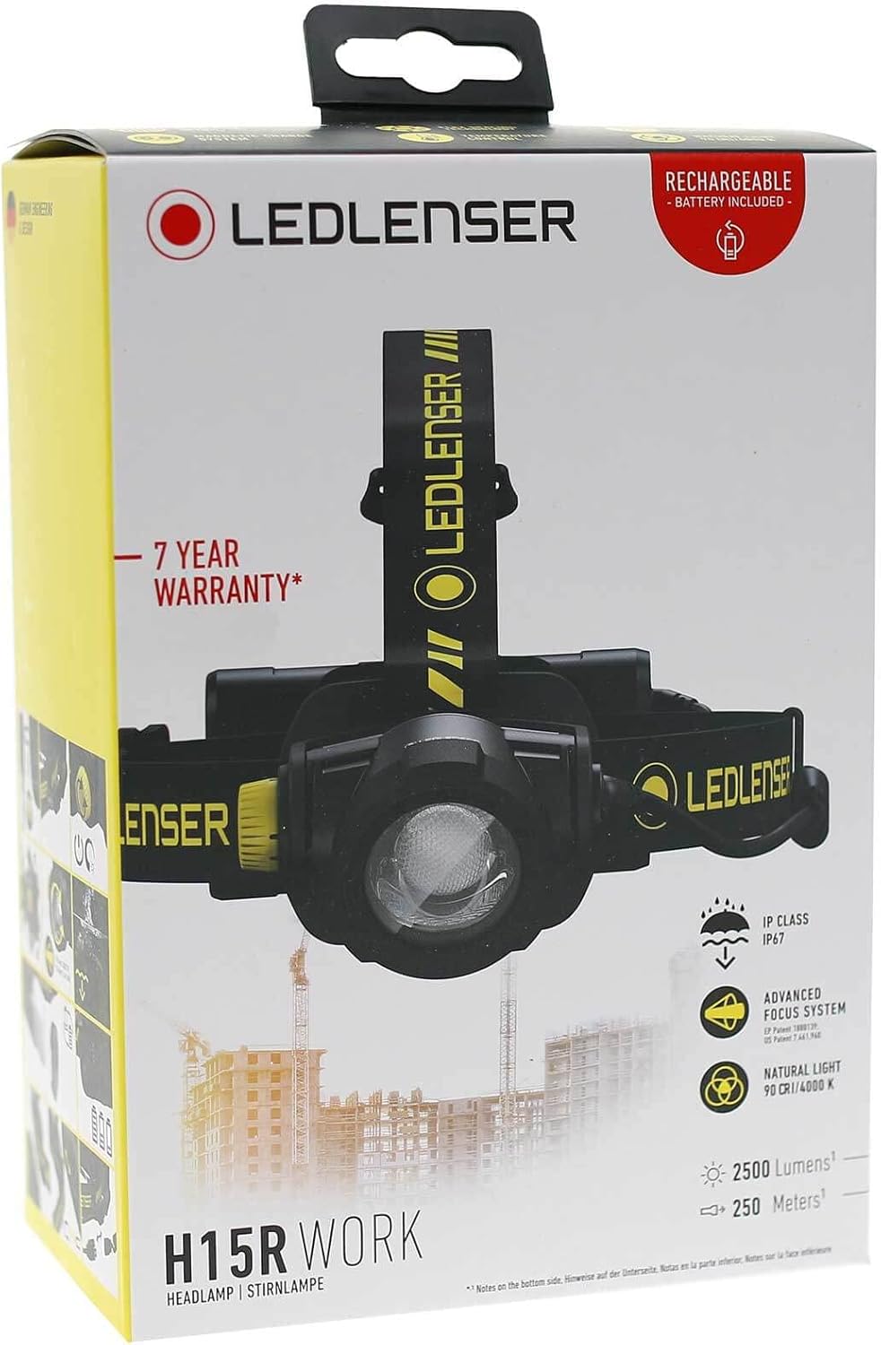 Ledlenser H Work Series LED Headlight, Rechargeable, Dustproof, Waterproof, High Color Rendering, Genuine Japanese Product