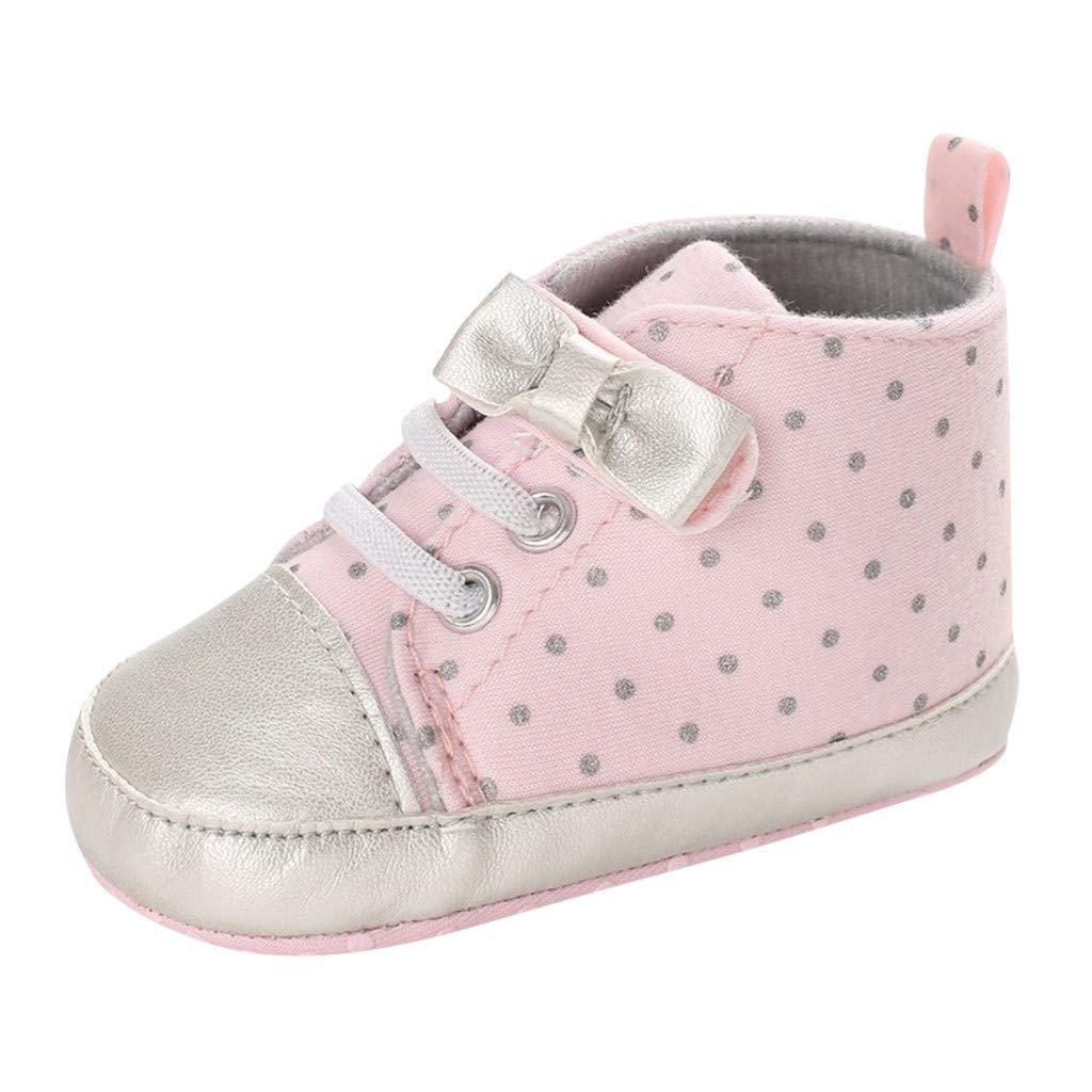 Girls Shoes, LILICAT Newborn Baby Girls Polka Dot Floral Lace up Crib Soft Sole Anti-Slip Canvas Infant Sneakers