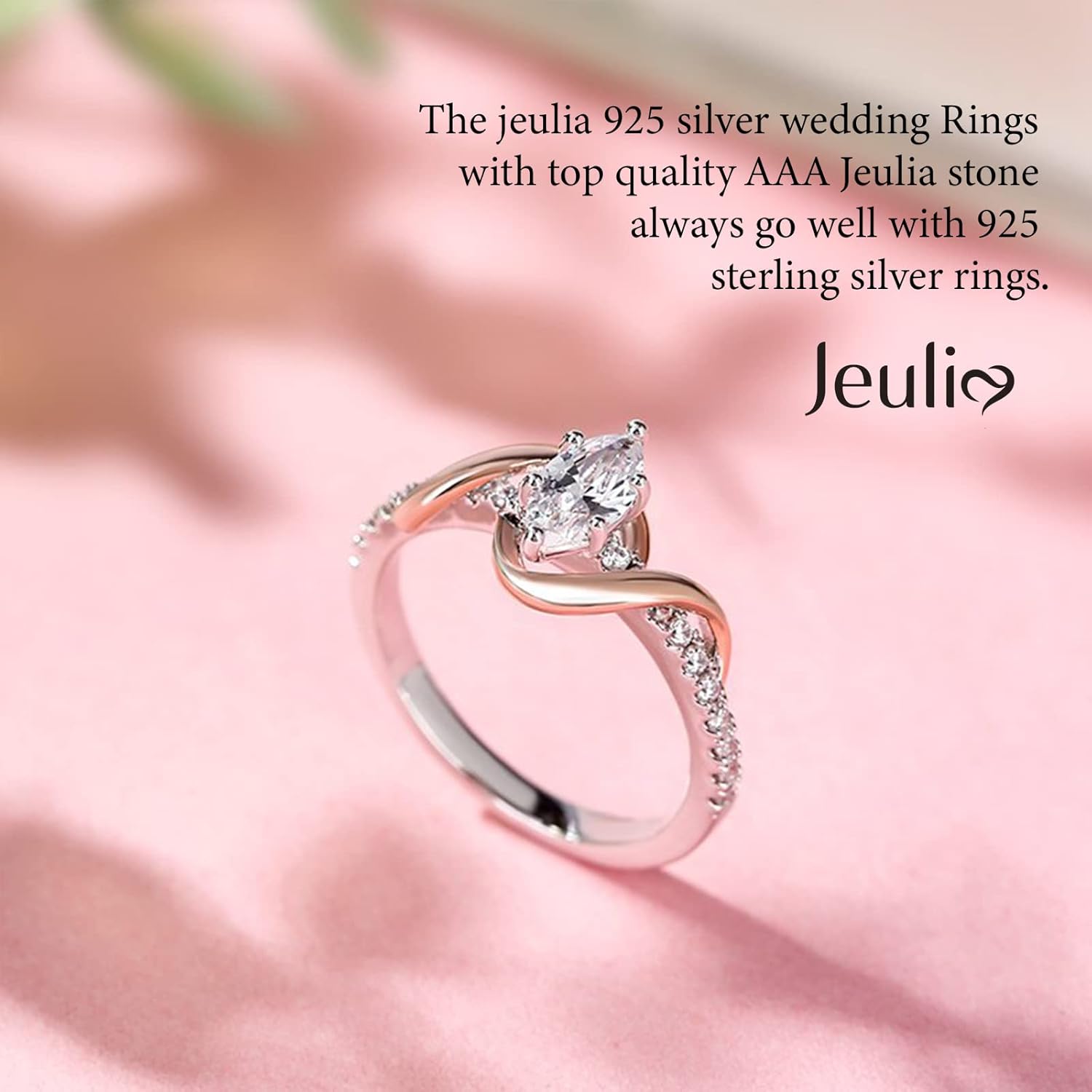 Jeulia "An Encounter with Myself Marquise Cut Sterling Silver Ring Engagement Anniversary Promise Ring Valentine's Day Gift With Jewelry Box for Women - Image 3