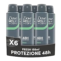 Dove Men Care, Deodorante Uomo Spray, Classic Fresh, Antitraspirante, Protezione Fino a 48 Ore, Profumazione Agrumata, Formula Delicata sul Microbioma della Pelle, 6 Pezzi da 150 ml