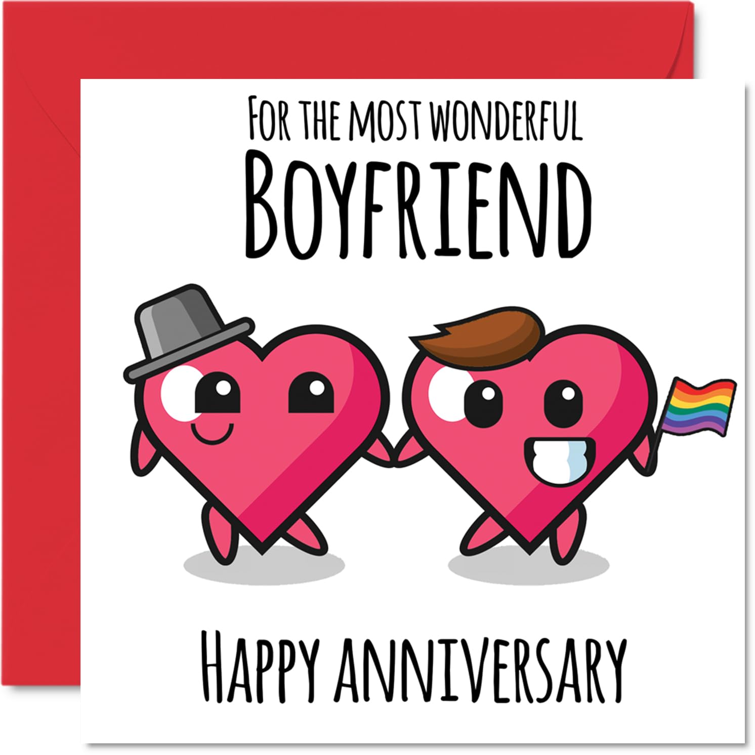 LGBT Anniversary Card - Wonderful Boyfriend - Happy Anniversary Cards for Boyfriend Partner, 145mm Greeting Cards for Anniversaries