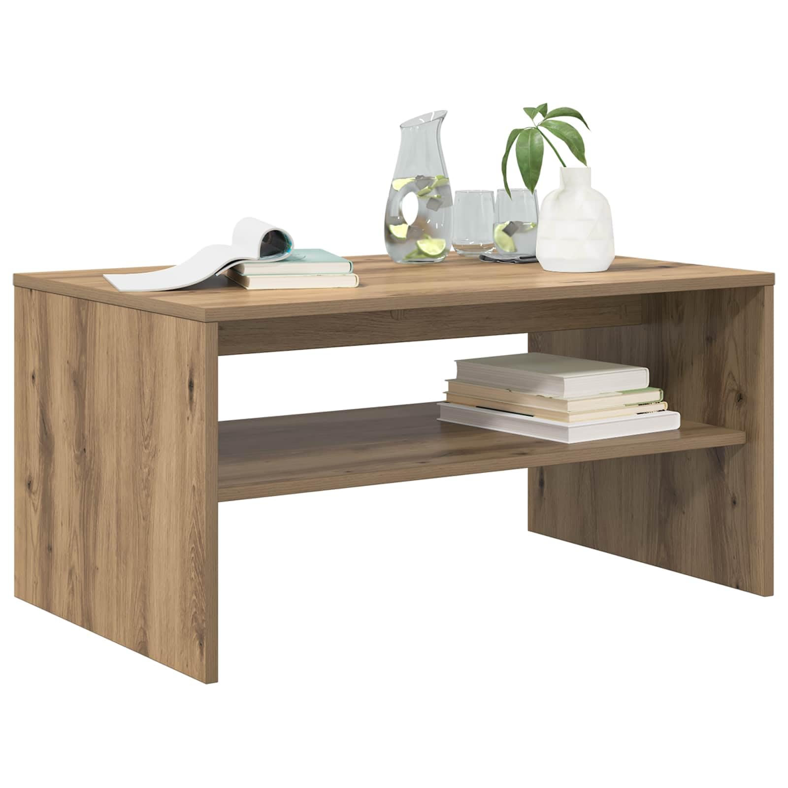 Vidaxl Artisan Oak Coffee Table 80 X 50 X 40 Cm Engineered Wood, Stylish Living Room Coffee Table, Rectangular Durable Design, Engineered Wood, Multipurpose Home Centerpiece, Decorative Accent