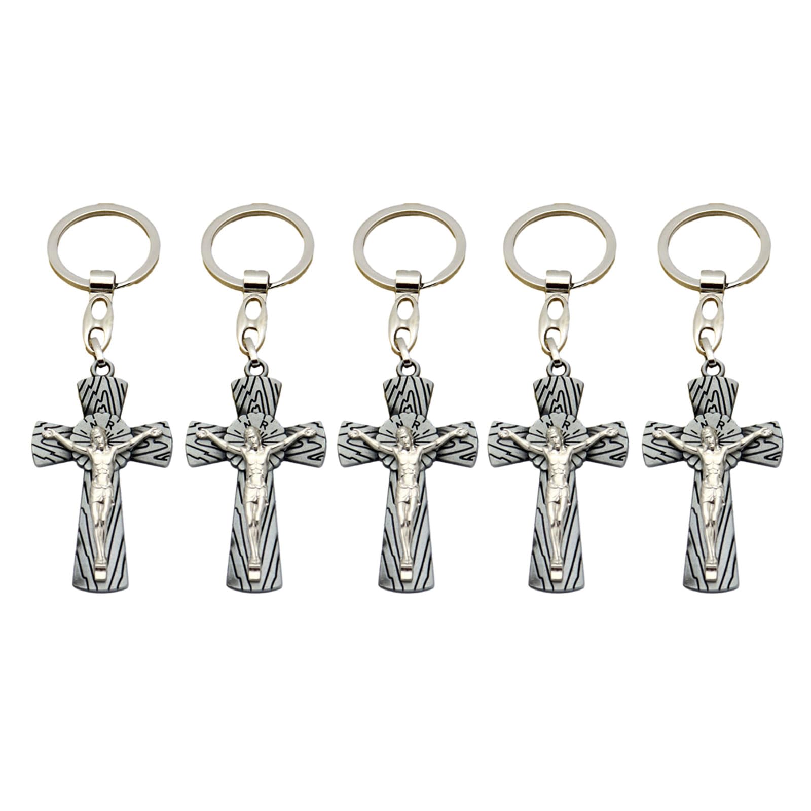 Tsophreniq 5PC Charm Cross Pendants Keychains Keyrings Bag Car KeyChains Rings Pendants