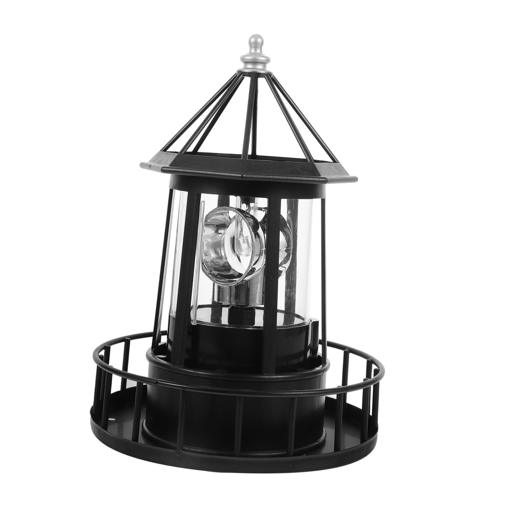Garneck Baliza Giratoria Led Solar Decorativa Para Jardín Negro Luz Giratoria De Torre Lámpara De Paisaje Para Iluminación Exterior