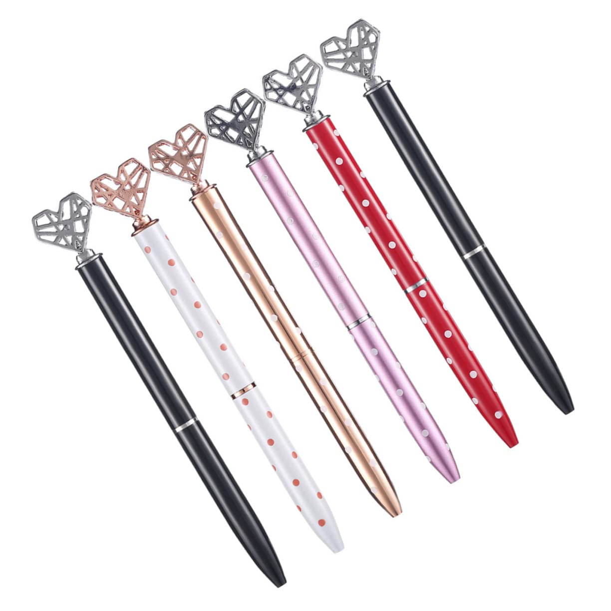 Lurrose Lot De 4 Stylos À Bille Ergonomiques En Métal Décorés De Cœurs Pour Lécole 6 Pièces X 4