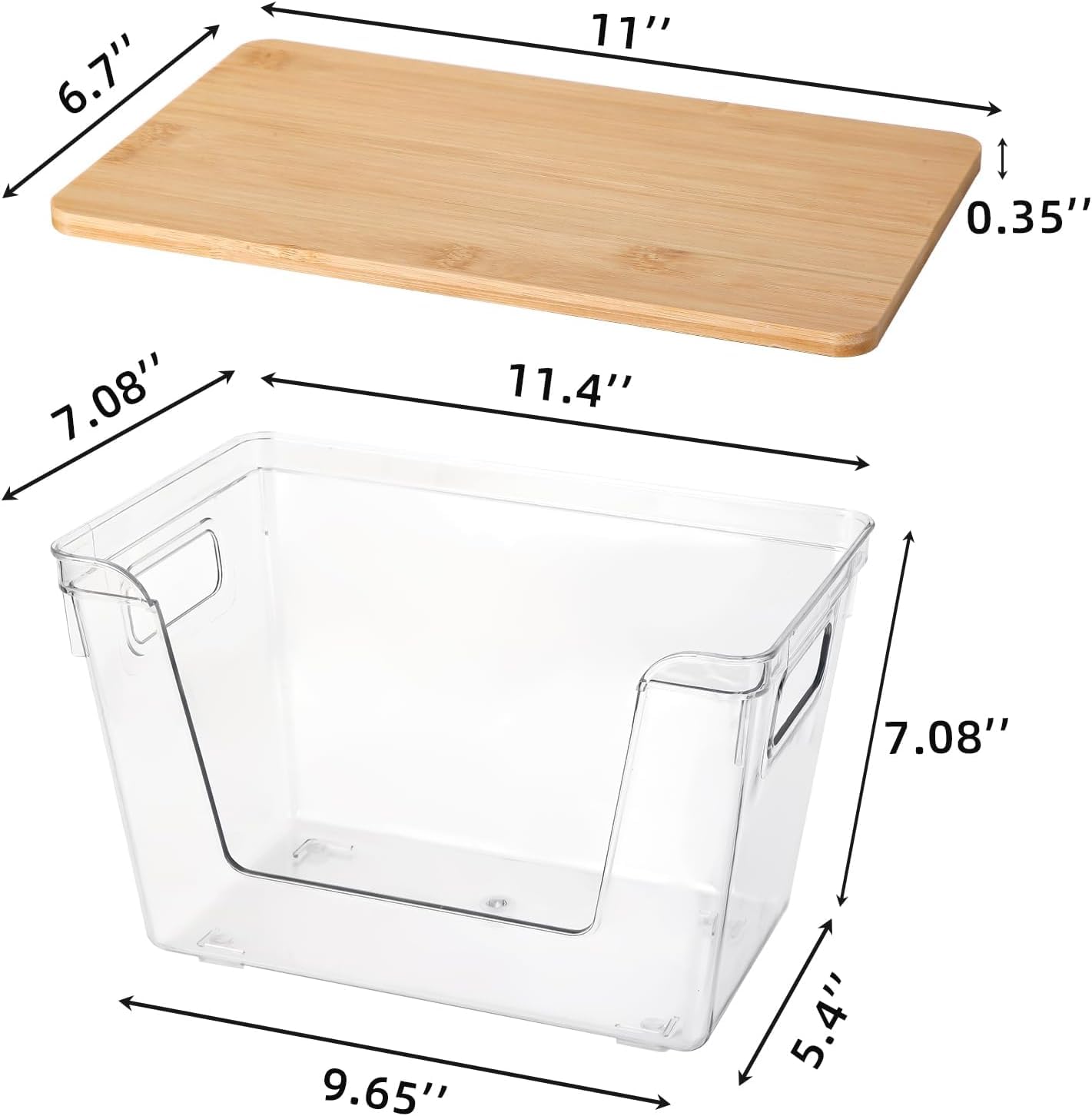 Set di 2 contenitori impilabili per dispensa, per patate, cipolla, aglio, frutta, verdura, prodotti, con apertura frontale trasparente e coperchio
