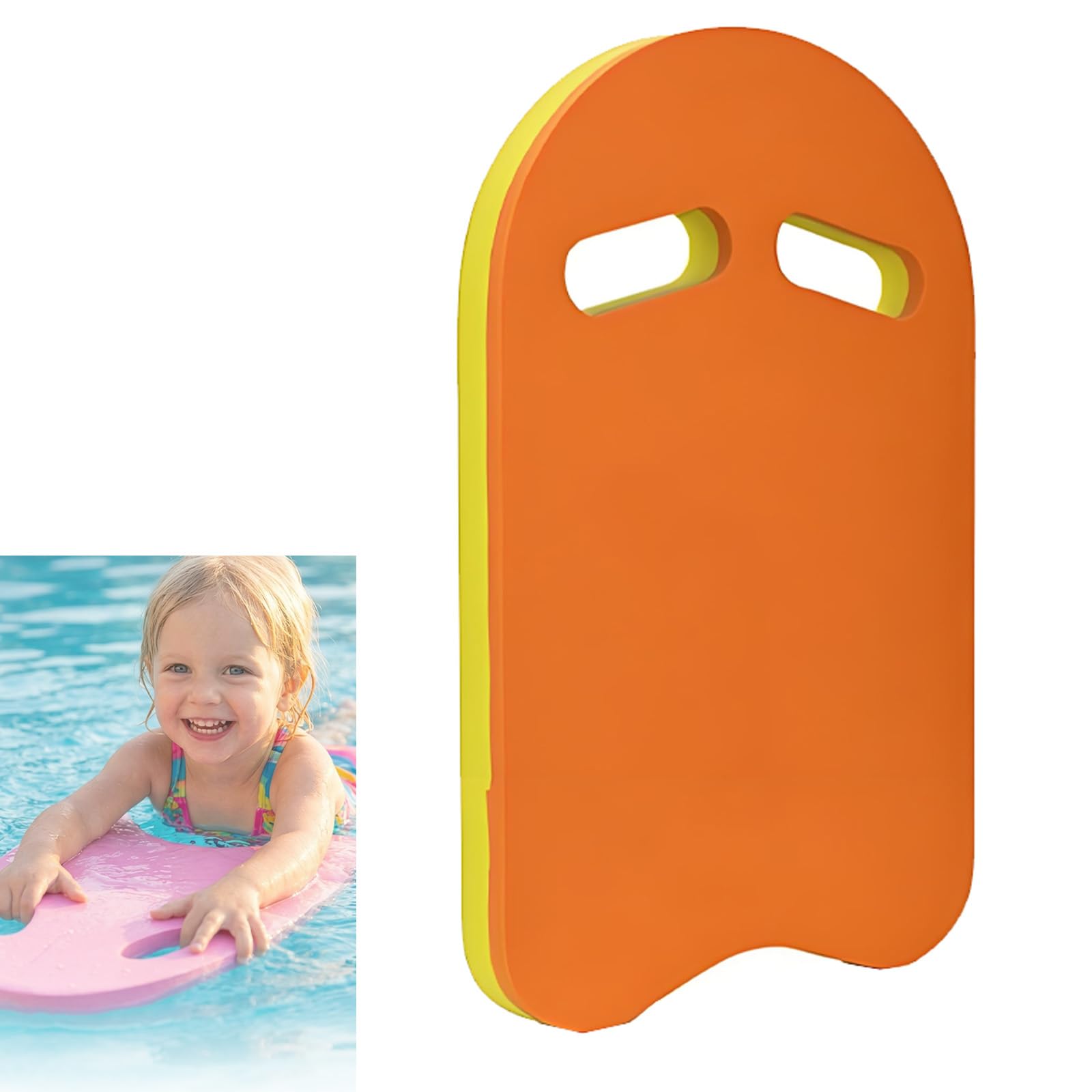 Swimming Kickboard,Swimming Kickboard for Kids & Adults,EVA Foam Swim Training Aid with Secure Hand Holes,Anti-Slip,Buoyant Kick Float for Beginners Swim Kick Board (U-orange)