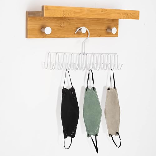 Miniatura 7 de Percha de metal extraíble con ganchos, chales, cinturón y toallas, organizador de almacenamiento, ahorro de espacio, 20 ganchos, 12 x 4 x 3 pulgadas