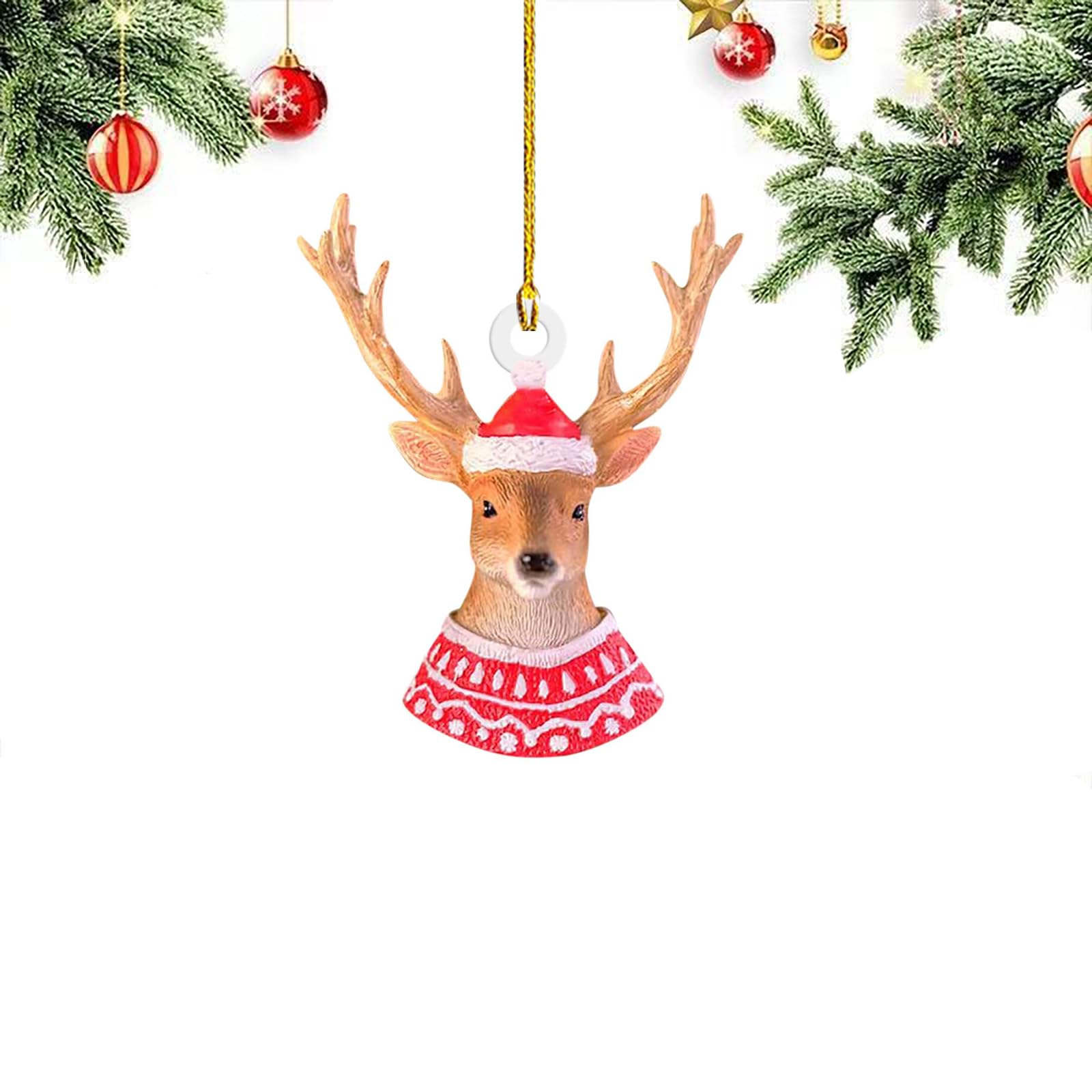 7 Pack Christmas Decorations, Christmas Tree Ornaments - Cute Hanging Ornaments for Christmas Tree - Christmas Decor Indoors Home Party-AnimalDeer Head