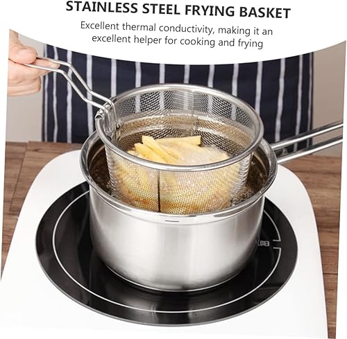 Miniatura 8 de Cesta de freír de acero inoxidable, colador de alambre redondo, freidora de virutas de alambre, fregadero de acero inoxidable, 2 uds