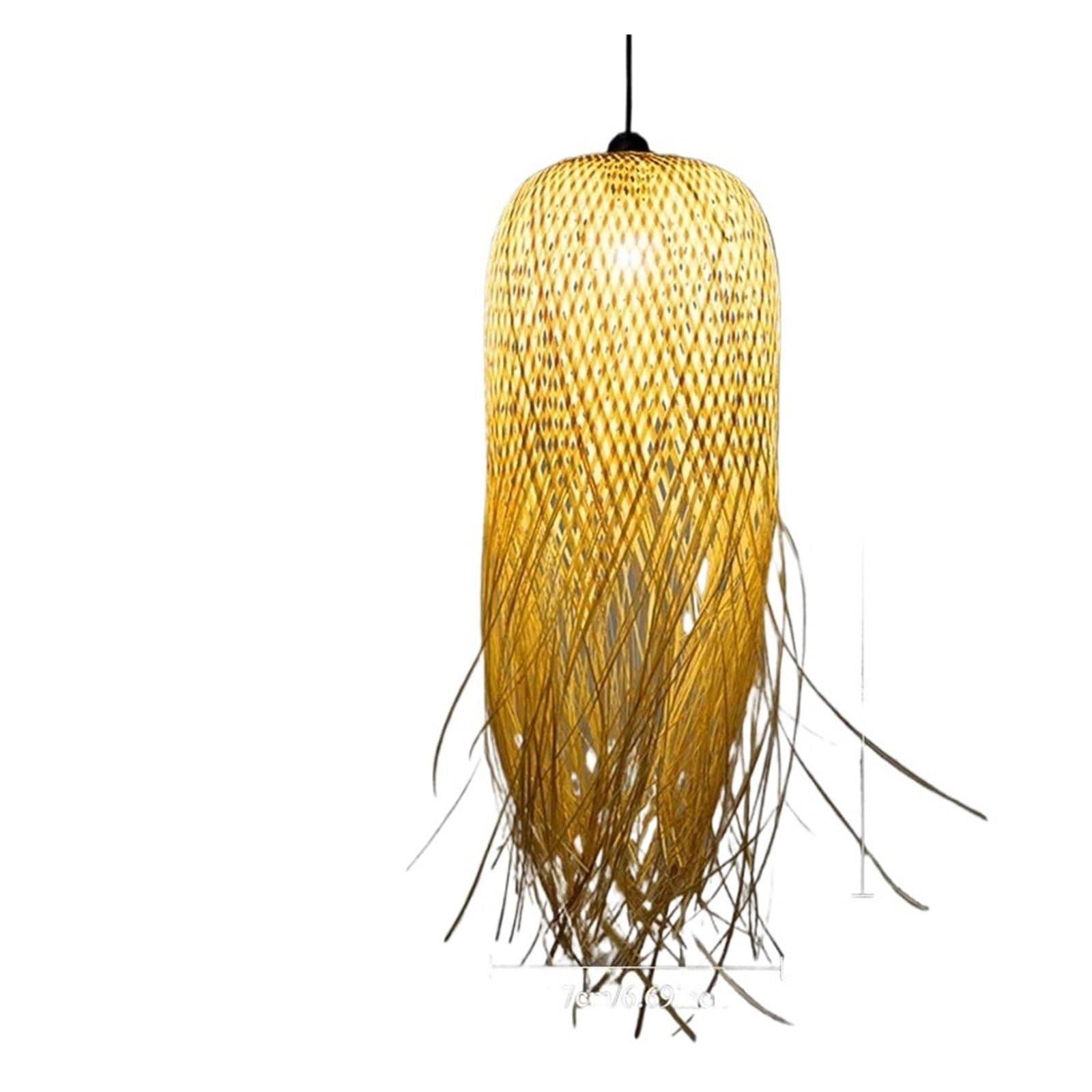 Hgbflty Slim Lampshade Handmade Wicker Lampshade Pendant Light, Rustic Woven Chandelier(Slim)