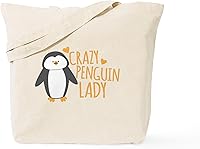 Vista 1 de CafePress Crazy Penguin Lady Tote Bag Bolsa de lona natural, bolsa de compras reutilizable
