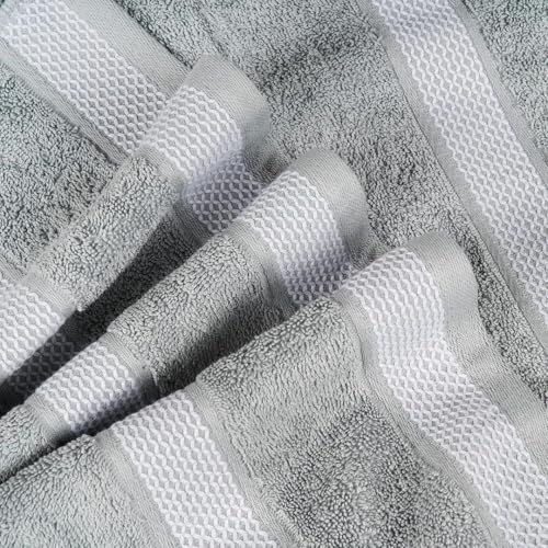 CASA COPENHAGEN Solitaire 6Pcs 100% Egyptian Cotton Large Designer Towels Gift Set- Grey Violet-Navy Blue, 600GSM, 2Bath 2Hand 2Washcloths, Bath Towels for Bathroom Set for Women & Men by CASA COPENHAGEN - Used condition - Image 8