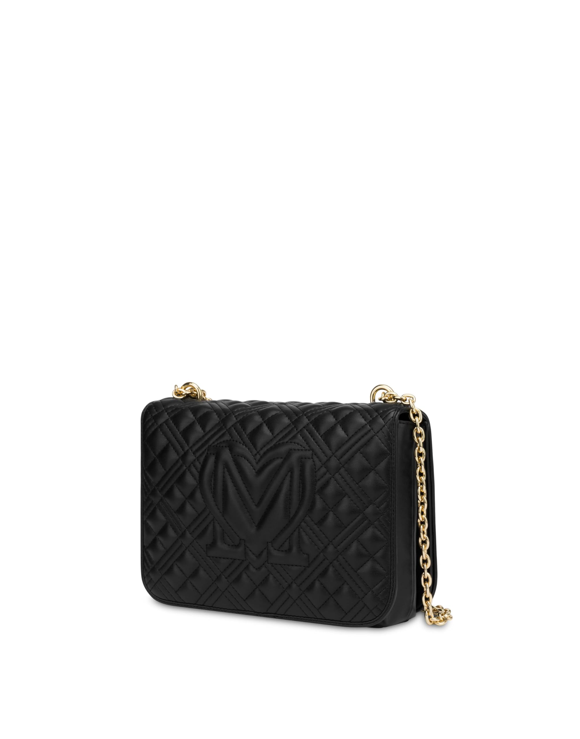 Love Moschino BORSA QUILTED PU NERO+GAL.ORO