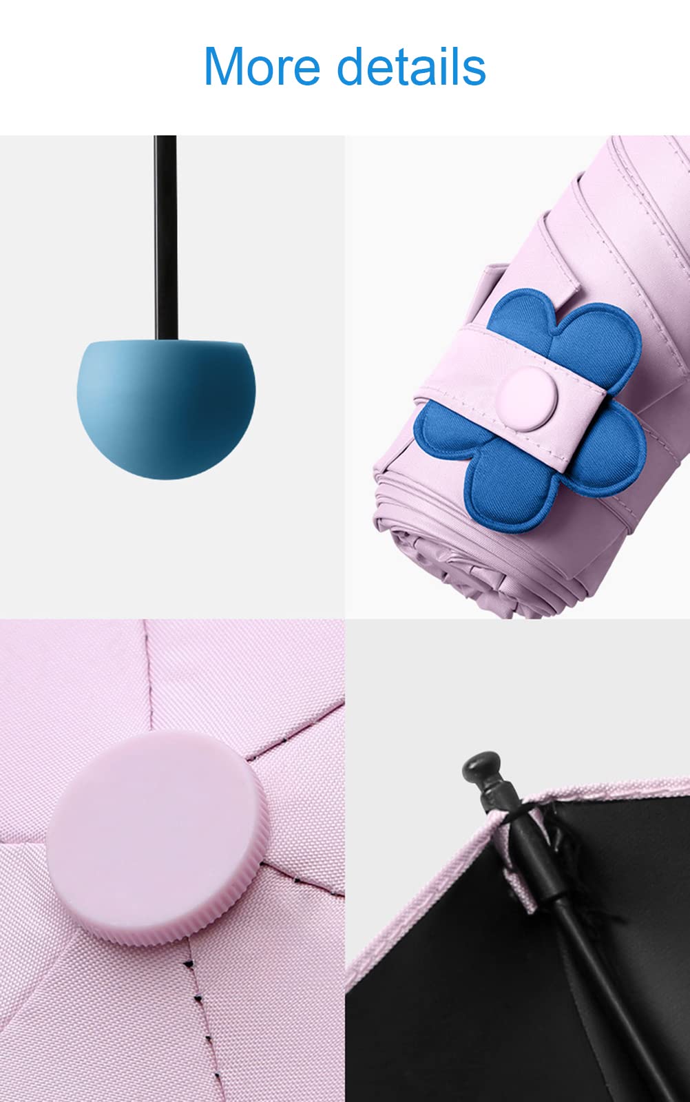 Paraguas de Viaje para Bolso con Estuche, Paraguas portátil, Ligero, Compacto, Resistente al Viento, con 99% de protección UV para Mujeres y Hombres