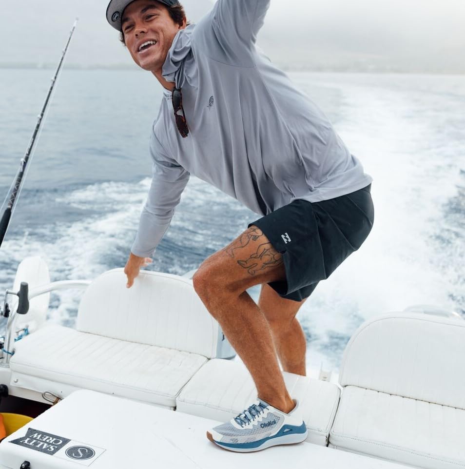Image of OluKai 'Ahi Men's Water Shoes, Cushioned & Quick-Drying Marine Sneaker, Breathable Mesh & Wet Grip Rubber Outsole for Boats, Docks & Wet Surfaces