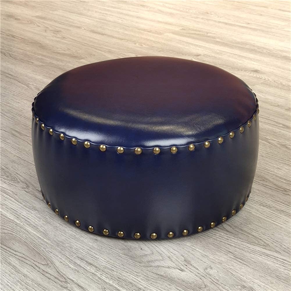 Repose-Pieds Pouf en Cuir Marron Banc à Chaussures et Marchepieds Salon