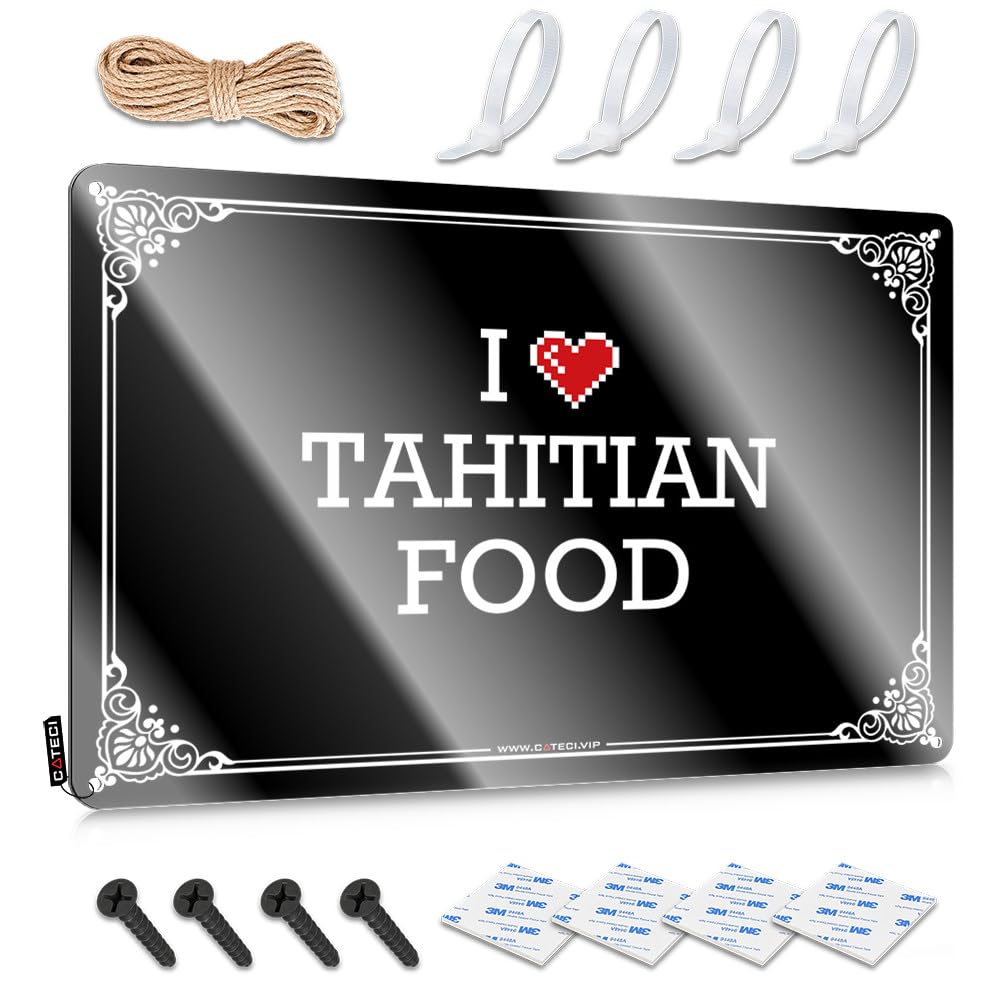 Fzfn Colour Plaques Porch Decorations Wall Decor | I Love Tahitian Food Farmhouse For Classroom Home(30X40cm)