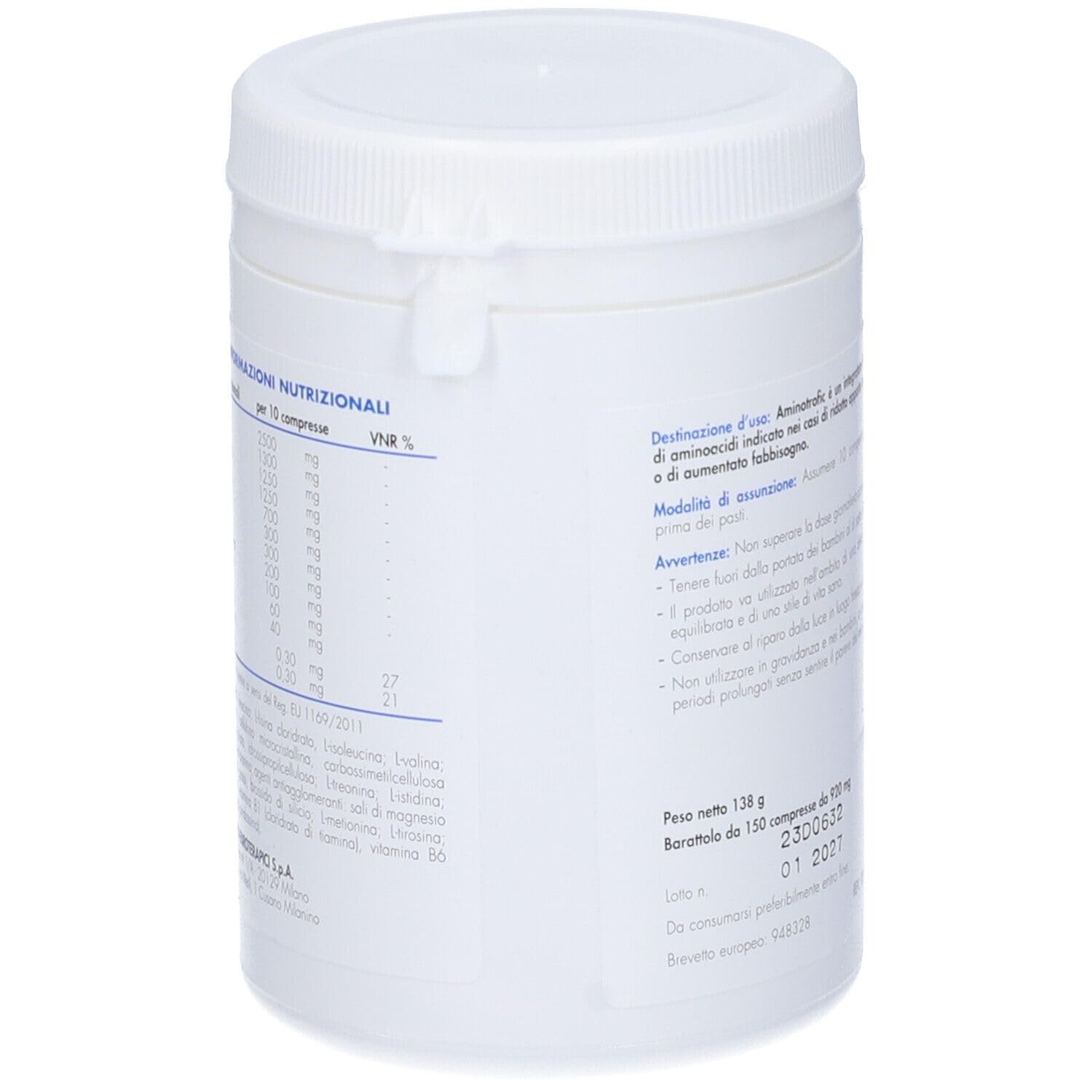 Errekappa Euroterapici - Aminotrofic® Integratore Alimentare 150 Compresse a Base di Aminoacidi Essenziali EAA, Ramificati e Vitamine Supplemento Nutrizionale Carenza Proteine, con Vitamina B 1 e B6