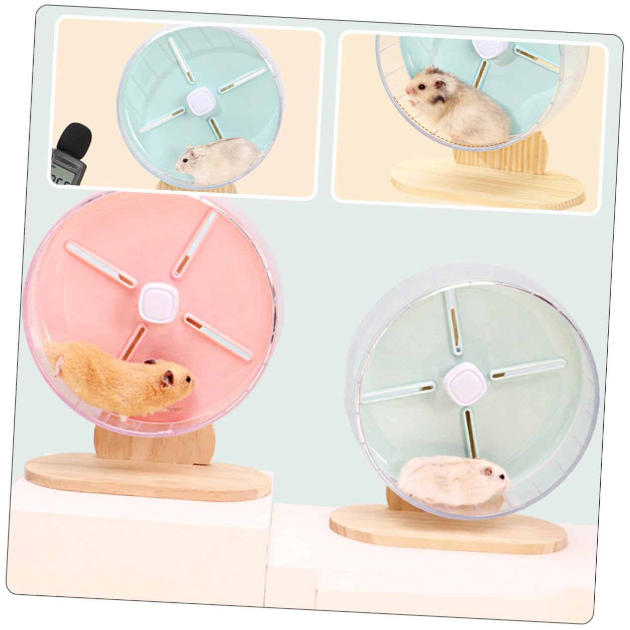 Leises Hamsterrad für Hamster und Igel mit Stabilem Abs Holzgestell 20cm Geräuschloses Laufrad für Kleintiere im Käfig und Haushalt