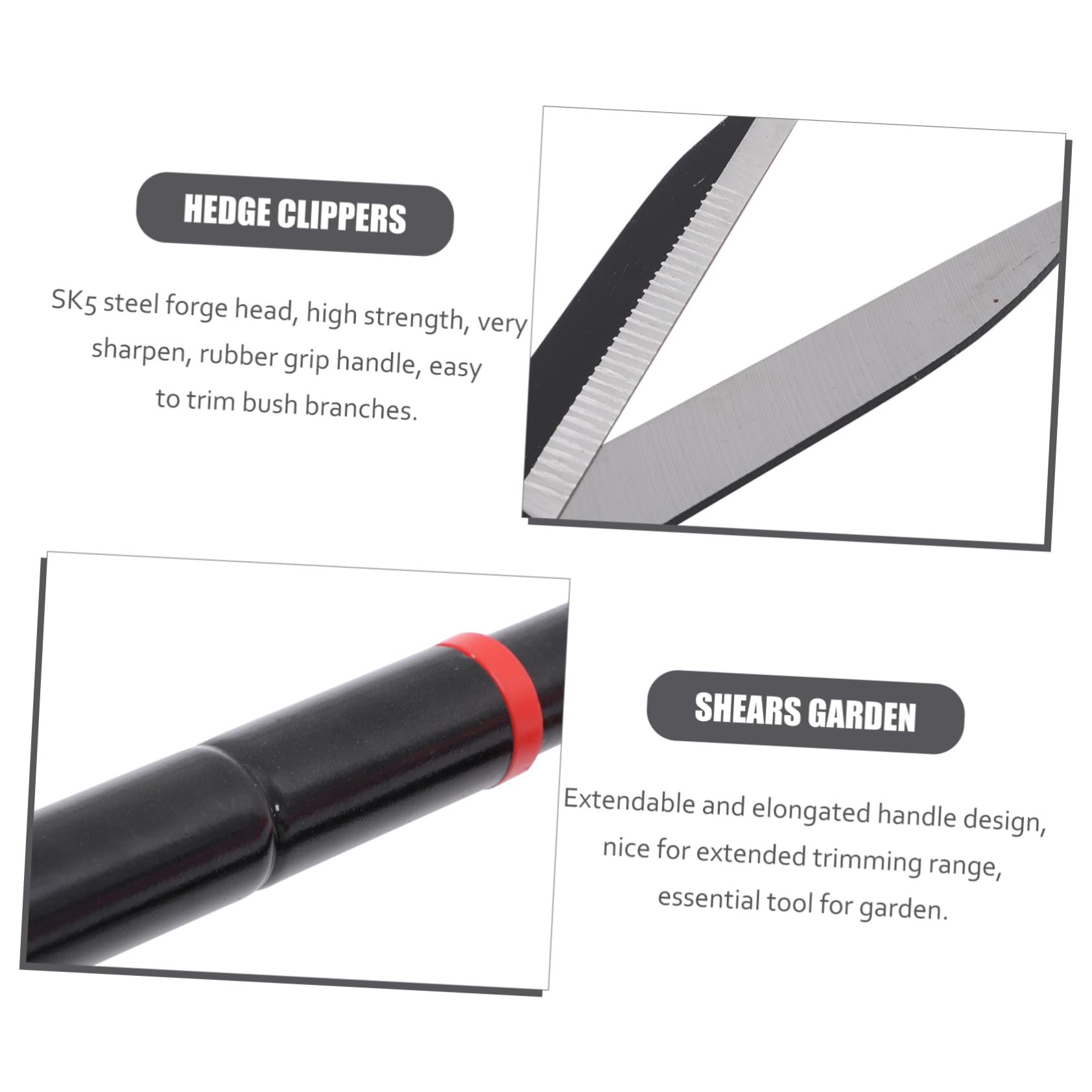 Abaodam Cisailles de Jardin Télescopiques en Acier Sk5 Poignée en Caoutchouc, Outils de Taille-Haies Robustes pour Couper Branches et Arbustes en Extérieur