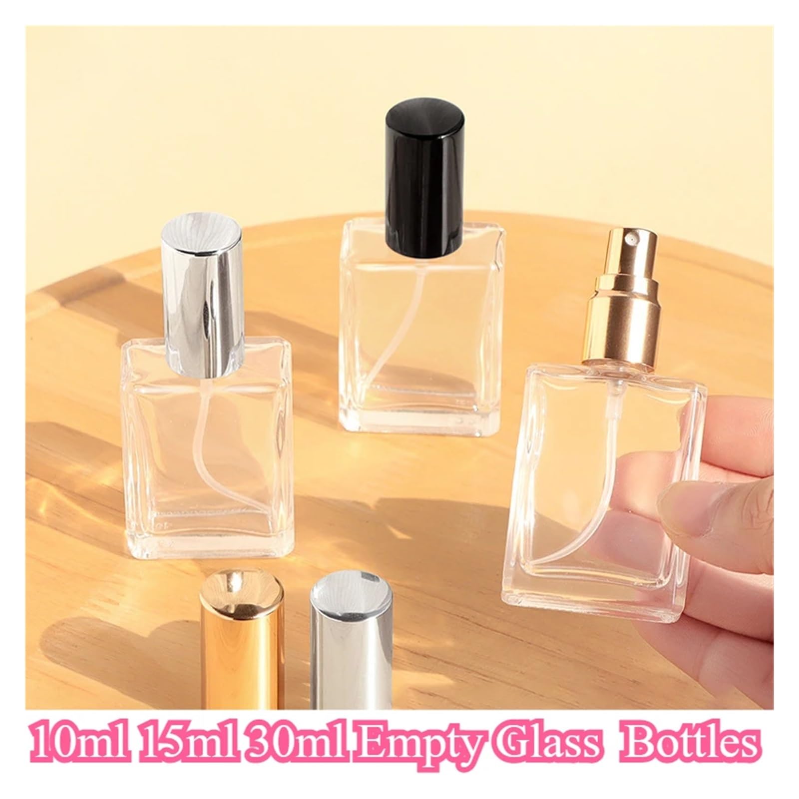 JINYOE 10 pezzi di flaconi di profumo spray atomizzatore for bottiglie quadrate piatte portatili da viaggio, bottiglie di ricarica in vetro vuote(Silver,10ml)