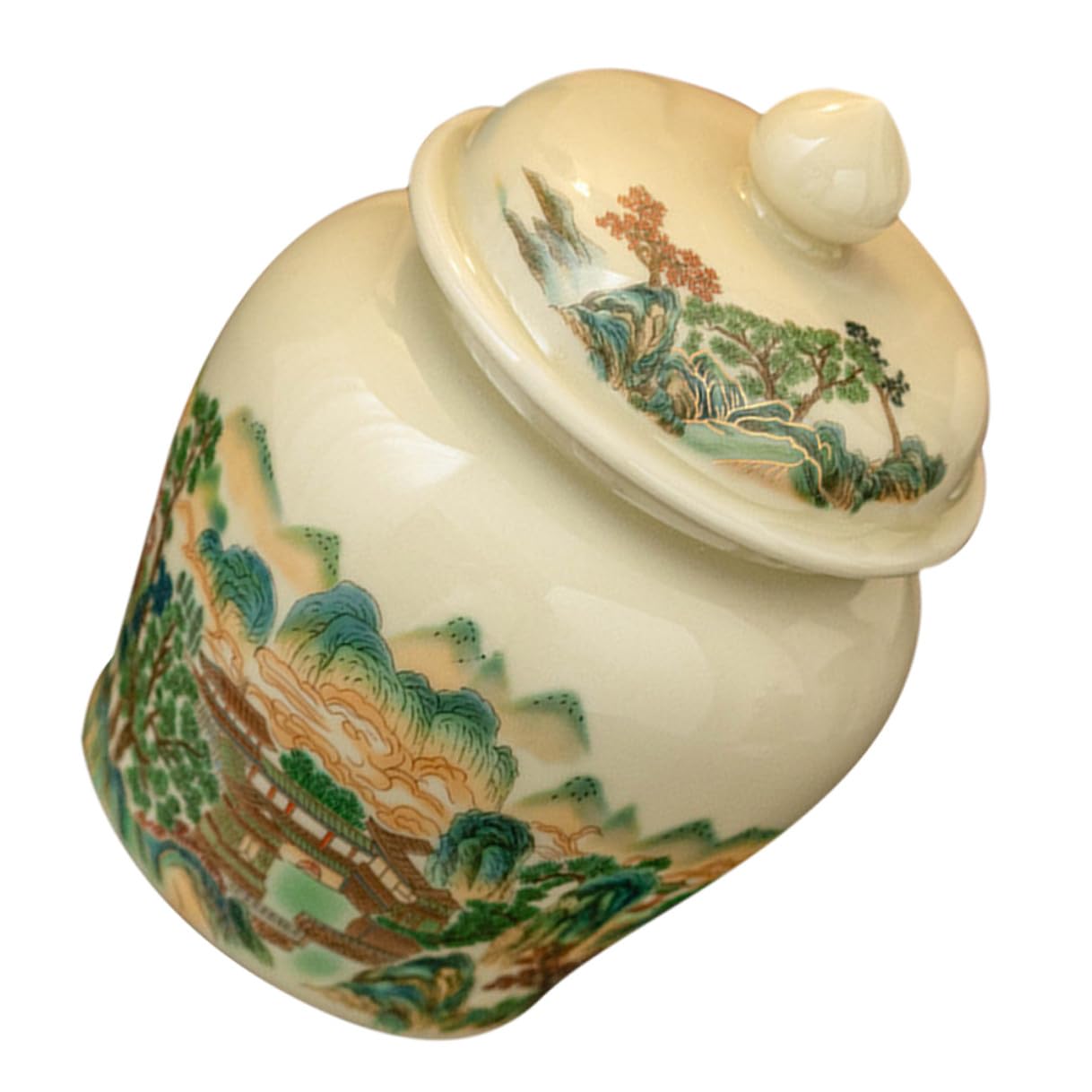 HOMSFOU Barattolo Ermetico Conservazione e con, Coperchio per Freschezza da Tè in Ceramica 367ml Design Vintage Cinese Cucina e Casa