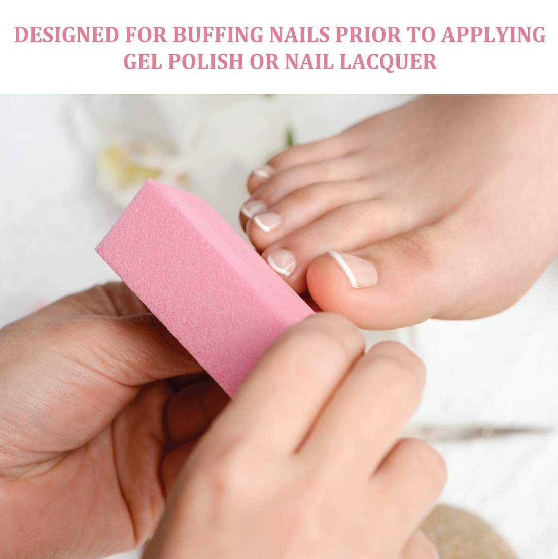 ForPro Pink Three-Sided Pedicure Block - 100/180 Grit - Three-Sided Pedicure Nail Buffer - 3.5” L x 1” W x 1.25” H – 15-Count : Everything Else