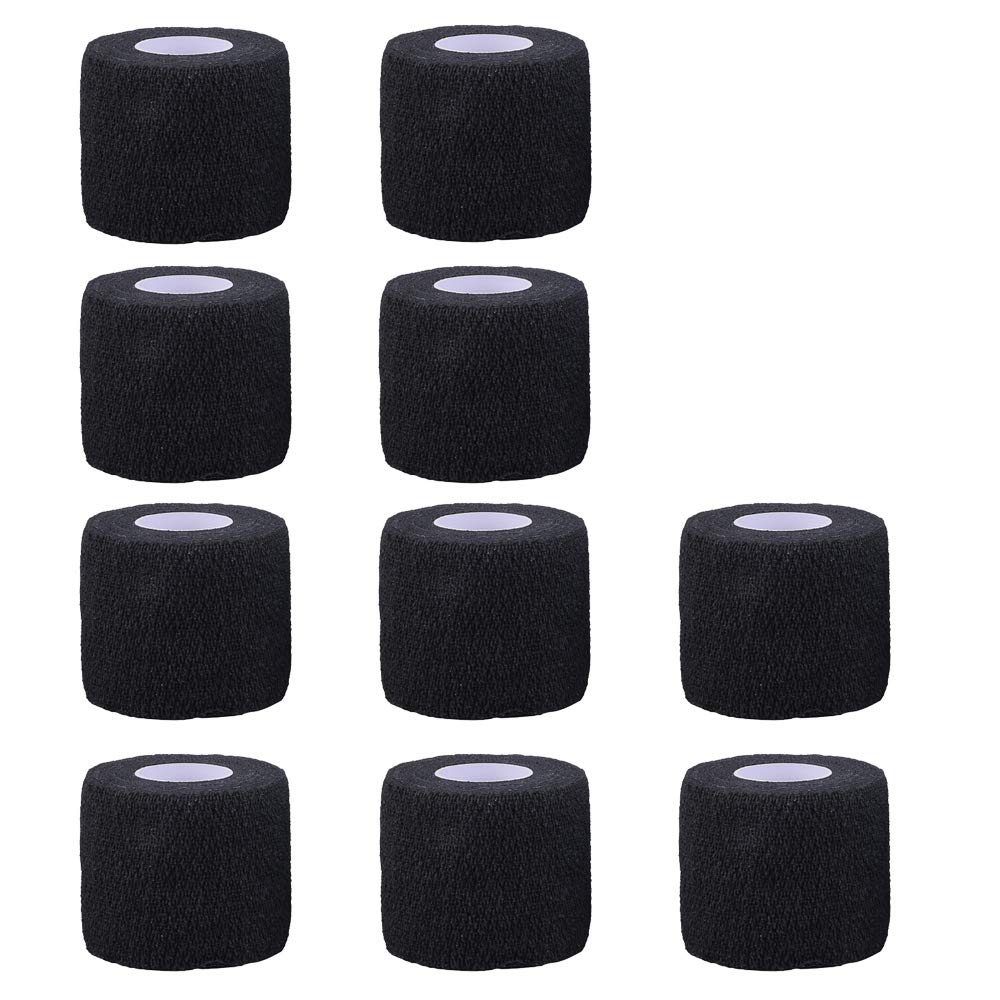 Etopars 10 X Self Adhesive Cohesive Wrap Bandages Strong Elastic First Aid Tape Black for Wrist Ankle Sport 2" X 5 Yards