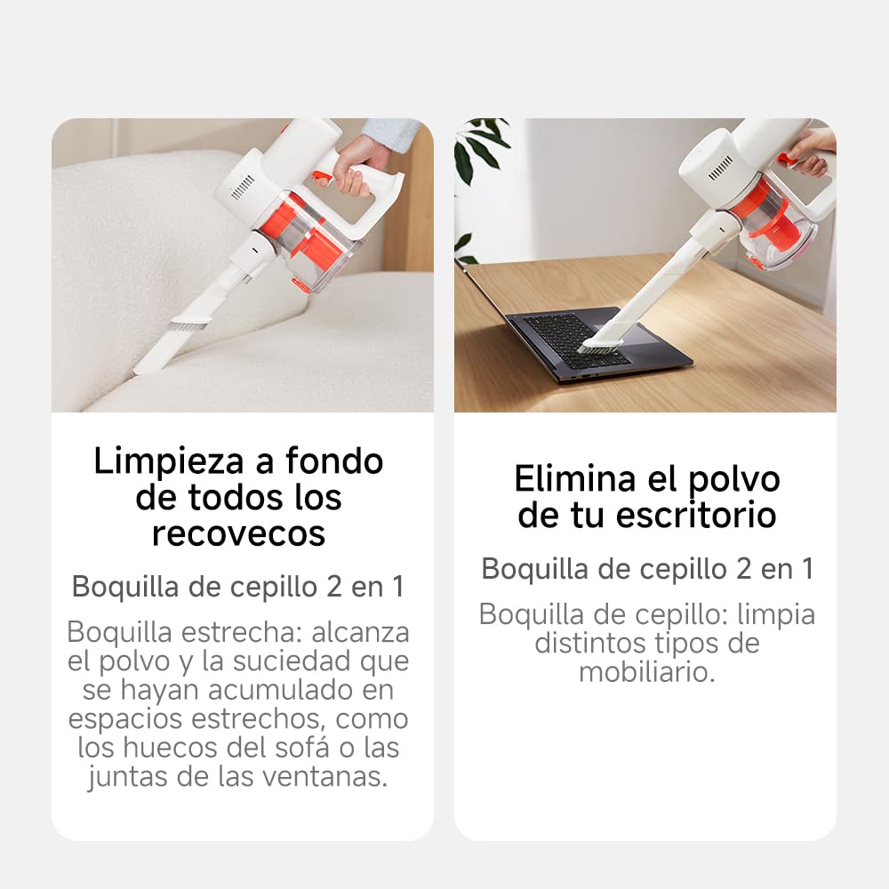 XIAOMI G20 Lite Potencia 18 kPa, hasta 40 min autonomía, Aspirador inalámbrico detección Polvo luz Blanca, Juego de Cabezales 2 en 1, Vaciado un Toque, Limpieza Huecos sofás y teclados de Ordenador — view 13