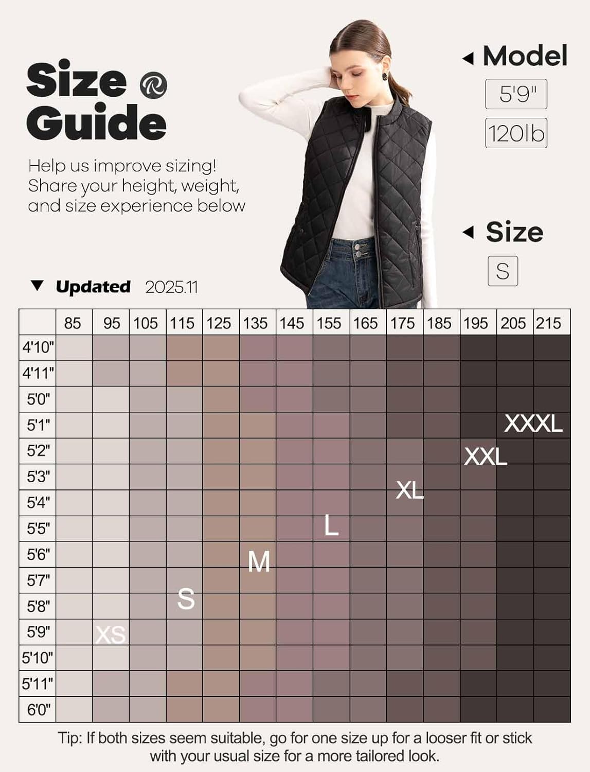 Women's Vest, Quilted Puffer Water-Resistant Zip With Pockets - Image 7