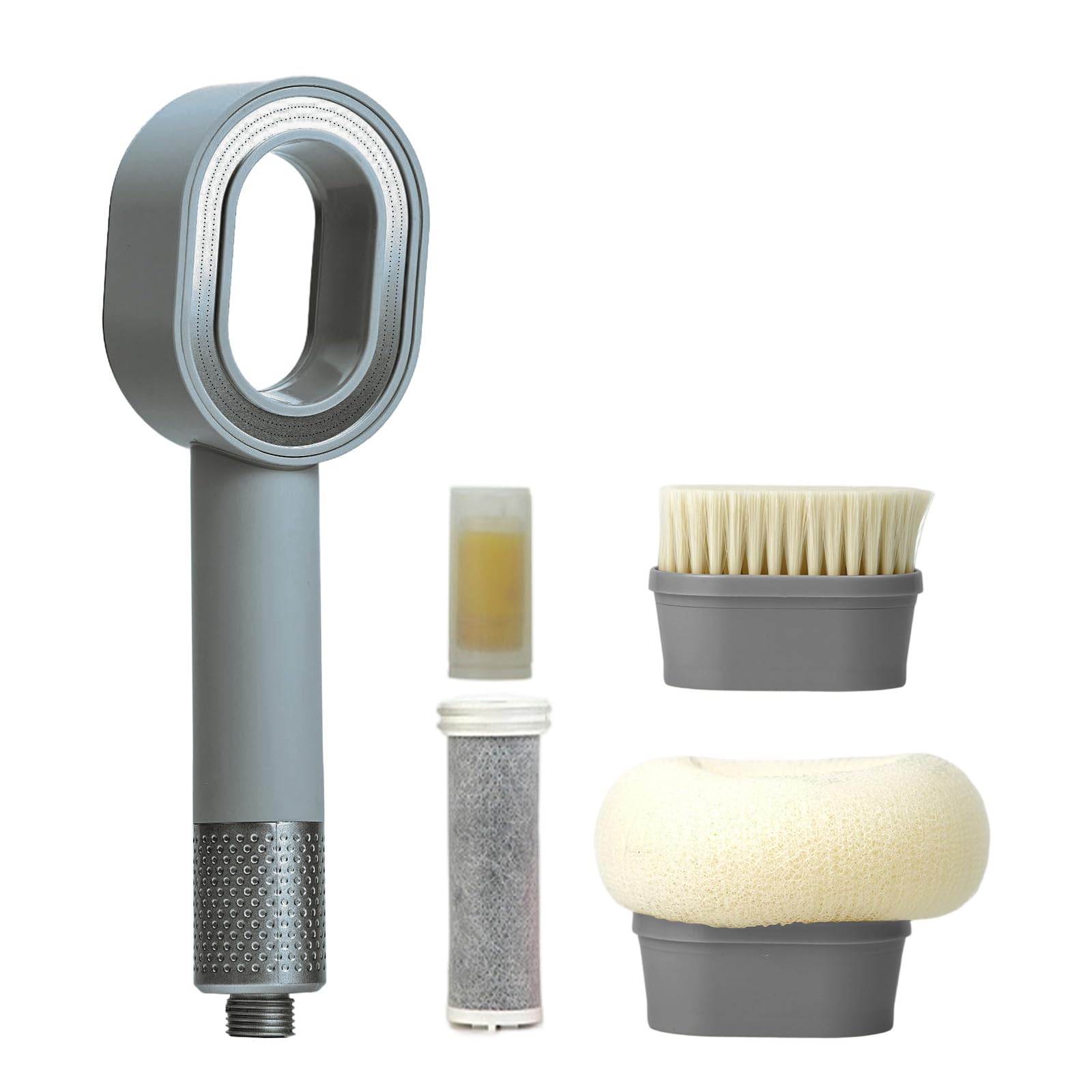 Filtersonic Alcachofa de ducha 3 en 1 de alta presión con filtro de cal, aumento de presión, cabezal de ducha con esponja para eliminar agua dura, metal pesado, plata
