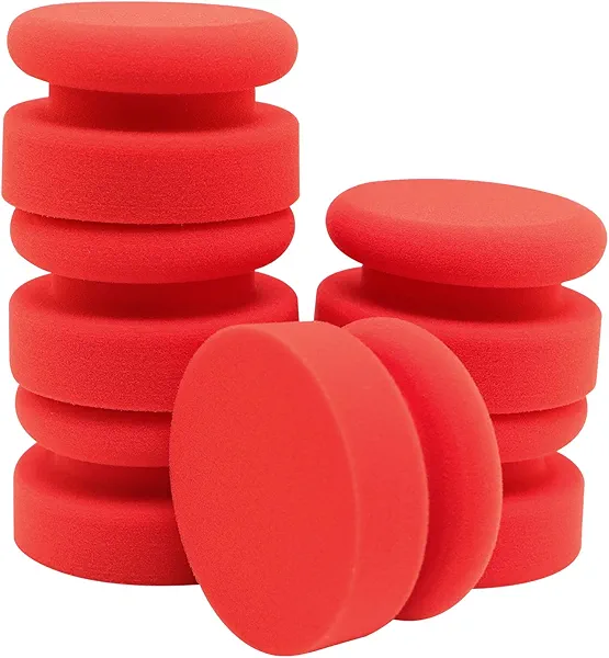 SPTA Tire Shine Applicator, 6Pcs Foam Applicator Pads, Round Shape Side Pressing Hand Polishing Sponge Pads Kit Tire Shine Applicator Pad Tire Dressing Applicator Pad for Applying Tire Shine