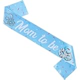 Jollyboom Donut Boy Decorations Sash, Blue Donut Sprinkled With Love Mom to Be Sash for Boy Baby Shower Party