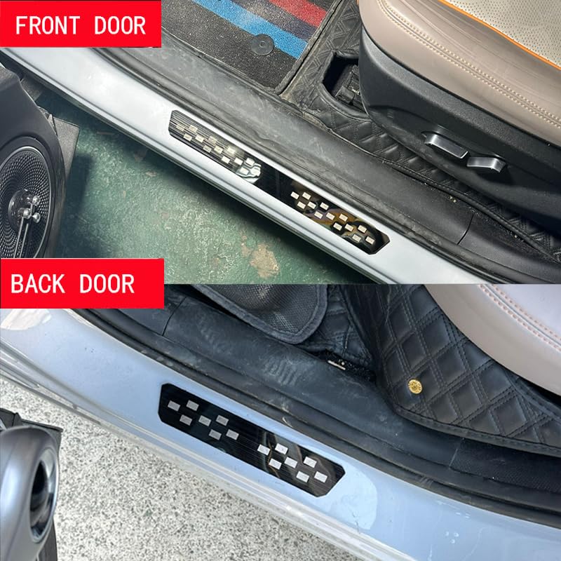 Protections De Seuil De Porte Automobiles en Acier Inoxydable pour X2 U10 2024,Seuils De Porte Voiture Inoxydable Protection Rayure Plaque,Black