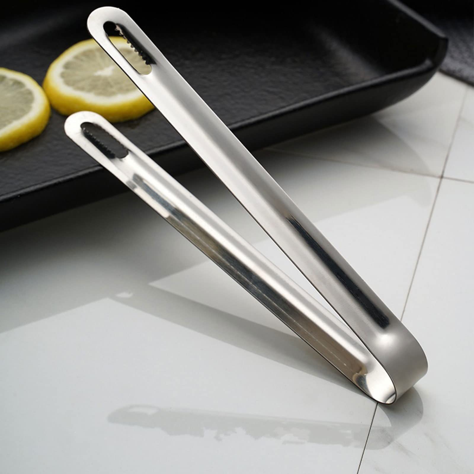 Pinzas para Hielo de Acero Inoxidable con Dientes para Cubitos de Hielo, Pinzas para Barbacoa, Pinzas Huecas para Pasteles, Pan, Parrilla, Carne, Accesorios de Cocina para el hogar