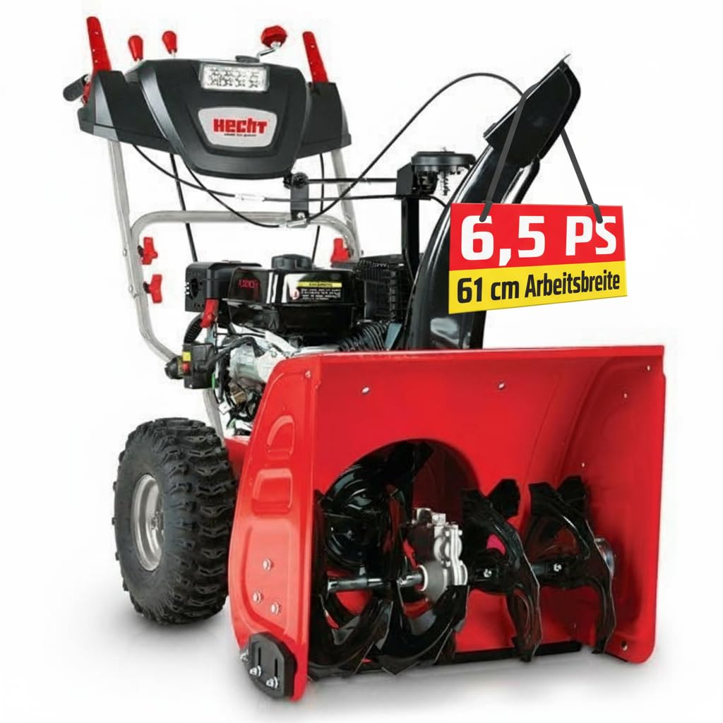 Hecht 9661SE Benzin Schneefräse (E-Start, 4,5 kW/ 6,5 PS, LED-Strahler, Antrieb, 13m Wurfweite)