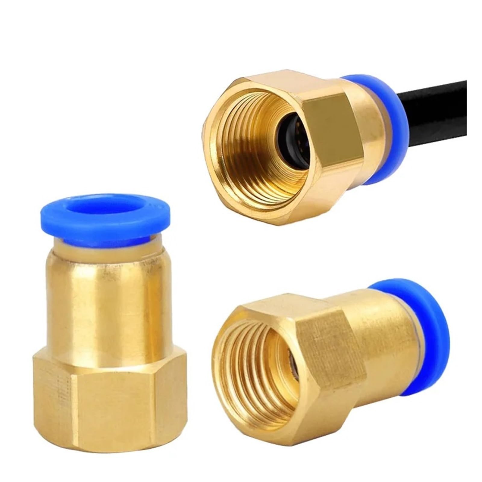 MEXEWORD 5pcs PCF Pneumatic Connector 4/6/8/10/12mm Hose Tube -1/8 3/8 1/2 1/4 BSP Female Thread Brass Quick Joint Fitting Air Pipe Fitting(PCF4-01)