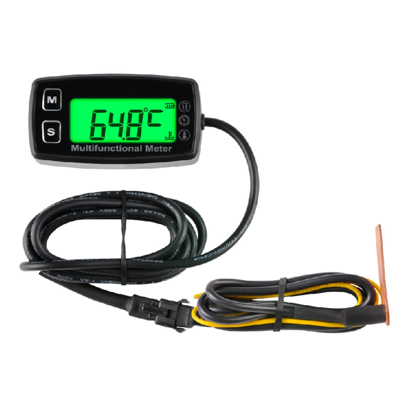 Runleader HM035T TS003 contagiri induttivo con contaore visualizzazione termometro retroilluminato per tutti i motori a benzina ATV UTV motobike fuoribordo motoslitta PWC barca marino impermeabile