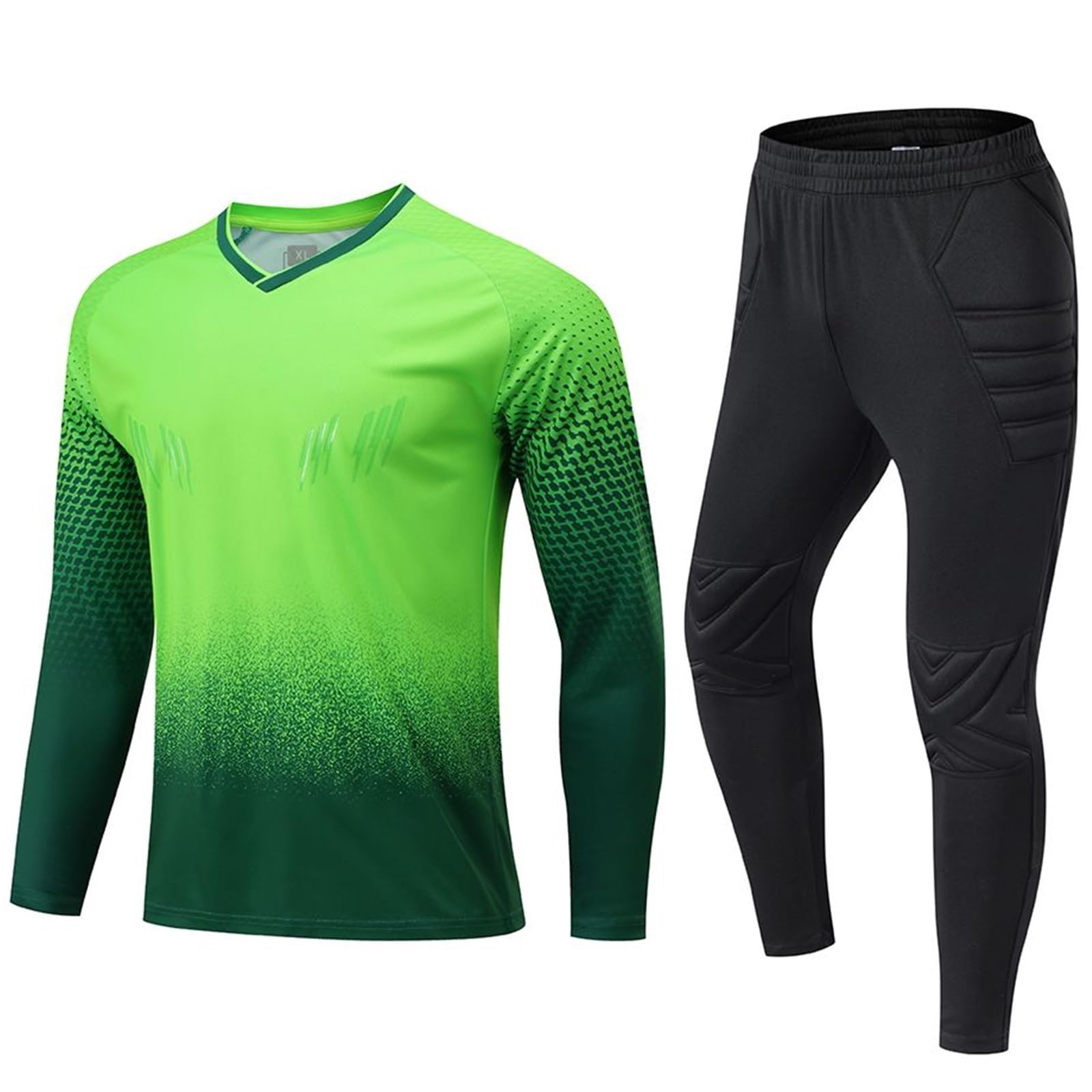 Equipo Portero Infantil - Uniforme Completo con Camiseta y Pantalón, Protecciones de Espuma - Ropa Fútbol Portero Niños/Niñas - Conjunto Entrenamiento Guardameta Junior