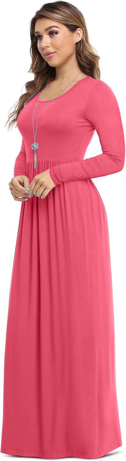 VIISHOW Women's Long Sleeve Loose Plain Maxi Dresses Casual Long Dresses with Pockets - Image 2
