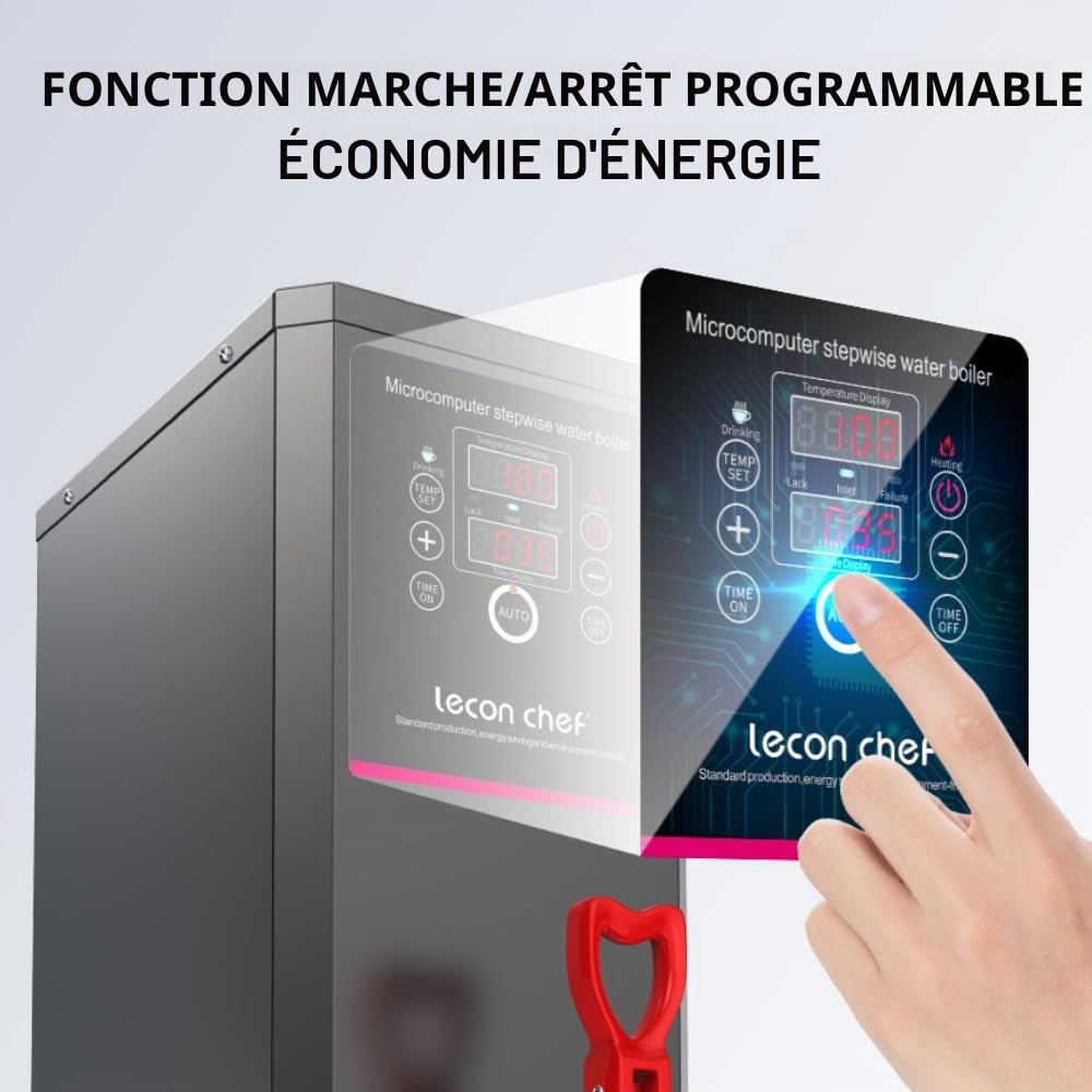 Machine à eau chaude électrique 15 l, acier inoxydable, 3000 W, chauffage rapide, minuterie, affichage de la température
