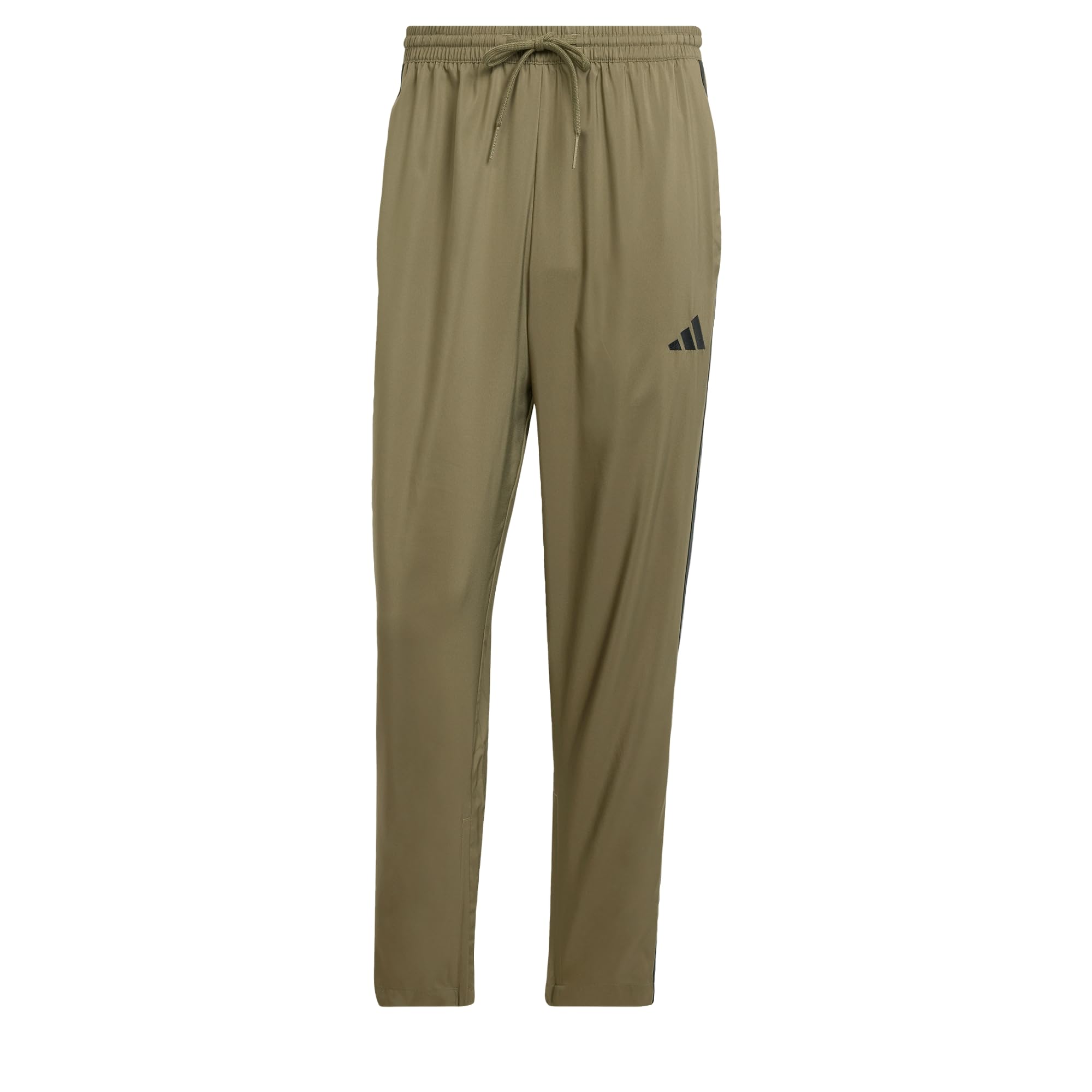 adidas Men's Essential Three Stripes Stanford Open Hem Pants, Olive Strata/Black, XL