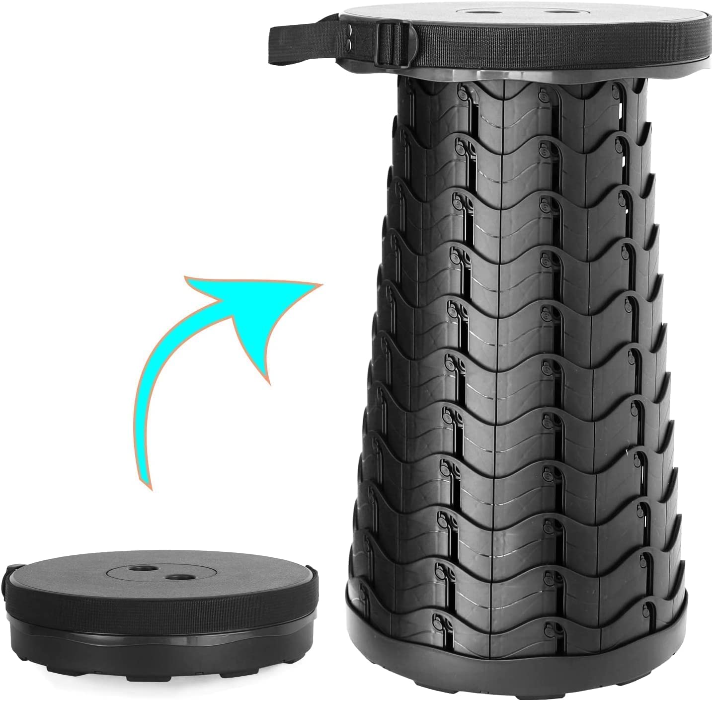 BallseaPortable Telescopic Stool, Black